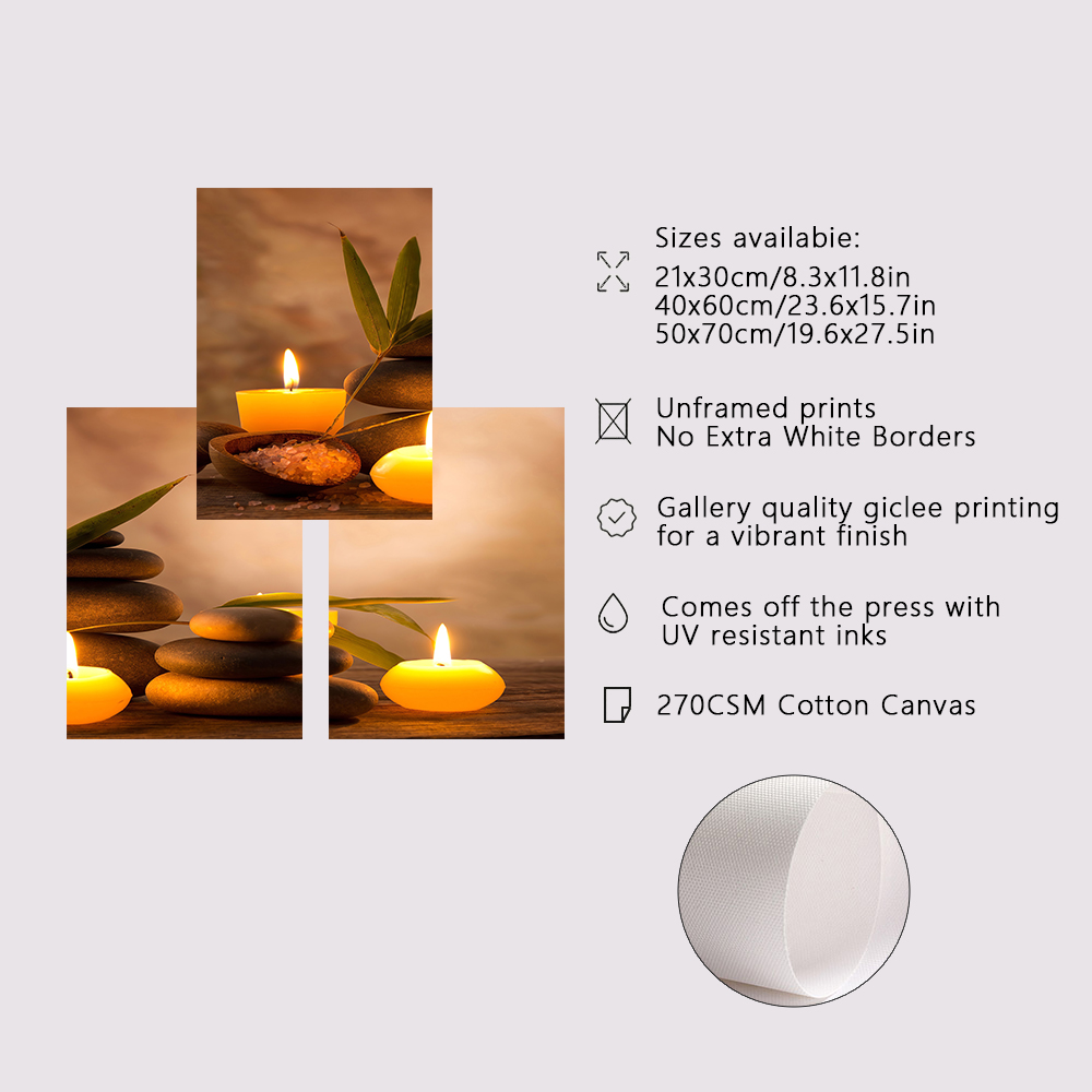3PCS Frameless Canvas Painting - Spa Wellness Images avaliação e preço